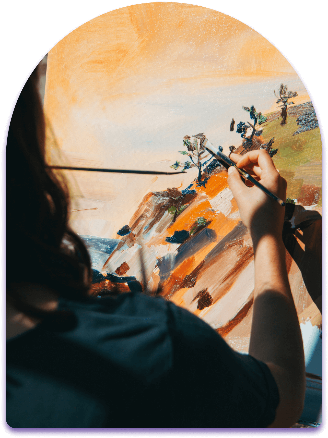 member painting a landscape